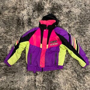 VTG Roffe Demetre Ski Jacket Adult X-Large Made USA 80s Neon Thinsulate 3M